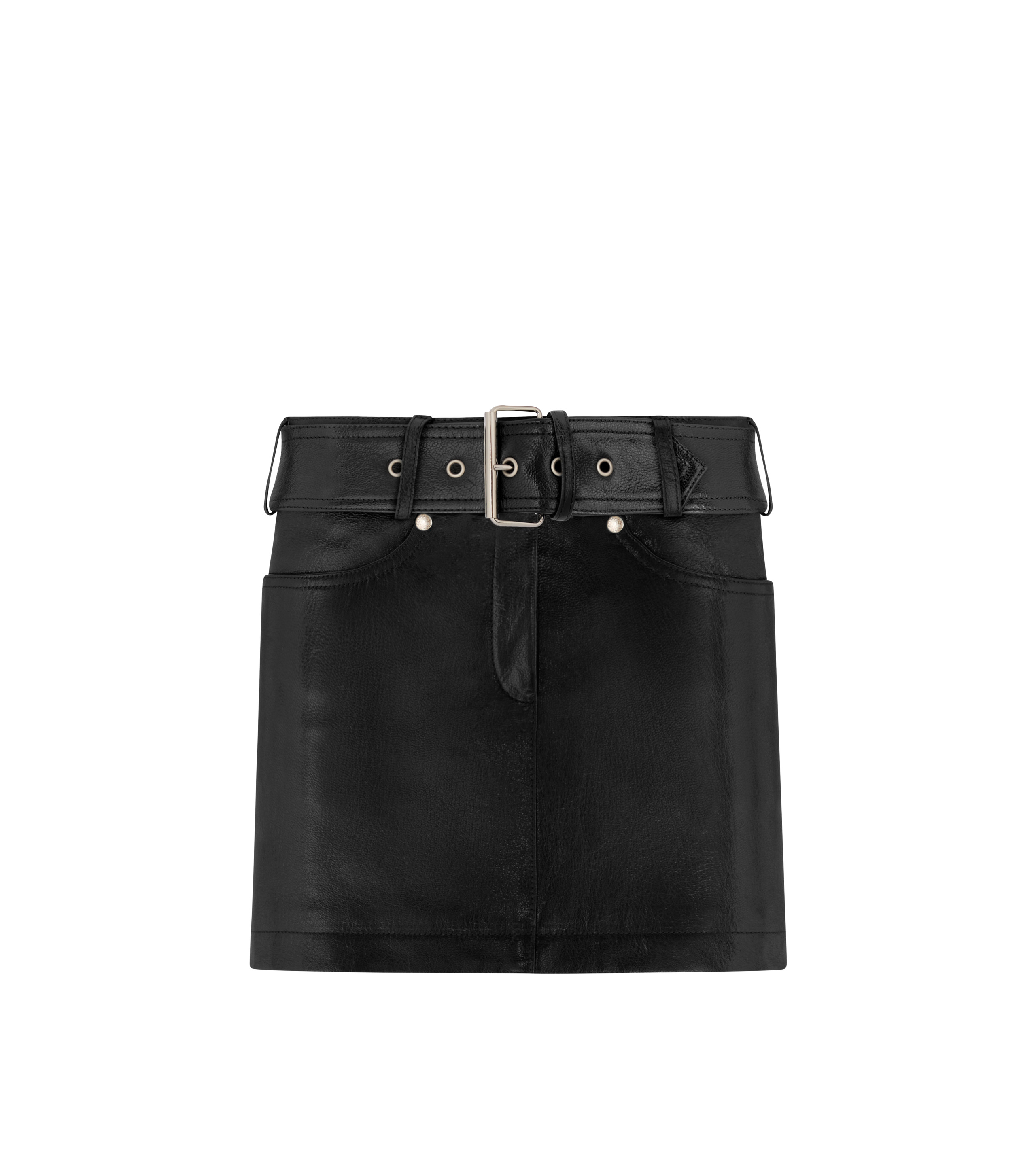 TOM FORD GRAIN LEATHER BELTED MINI SKIRT | REVERSIBLE