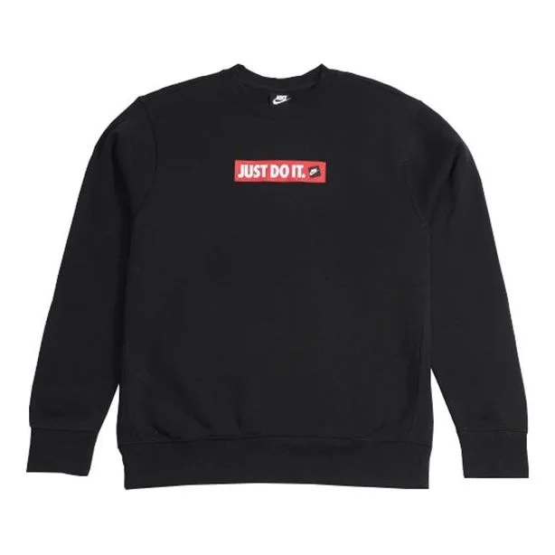 Nike JDI Printing Fleece Lined Athleisure Casual Sports Black Round Neck Pullover Black BV5090-010 - 1