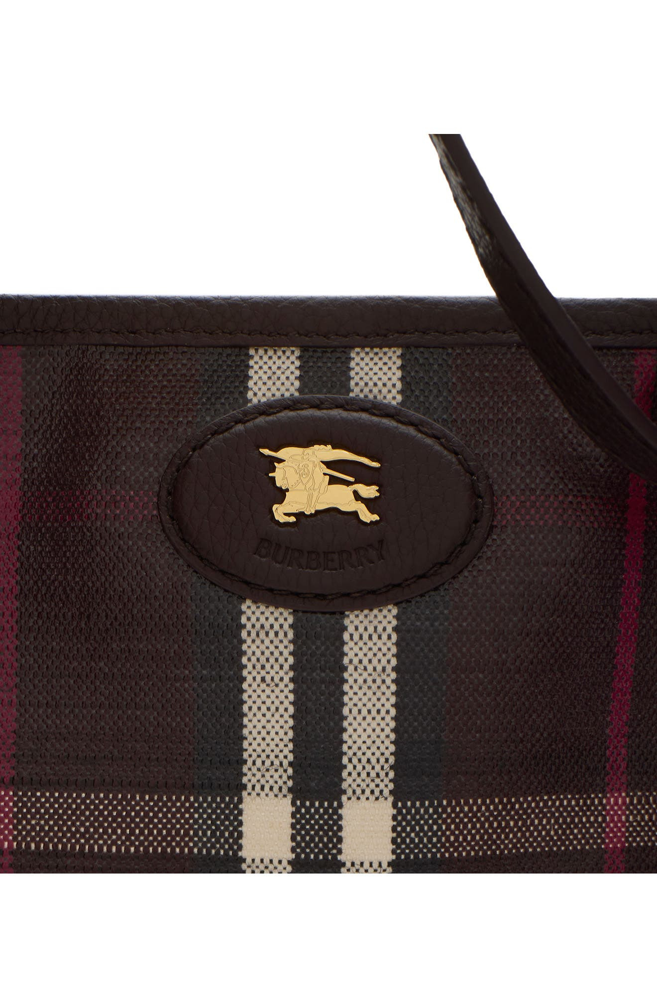 burberry Medium Highlands Check Coated Canvas Tote in Mahogany at Nordstrom - 4