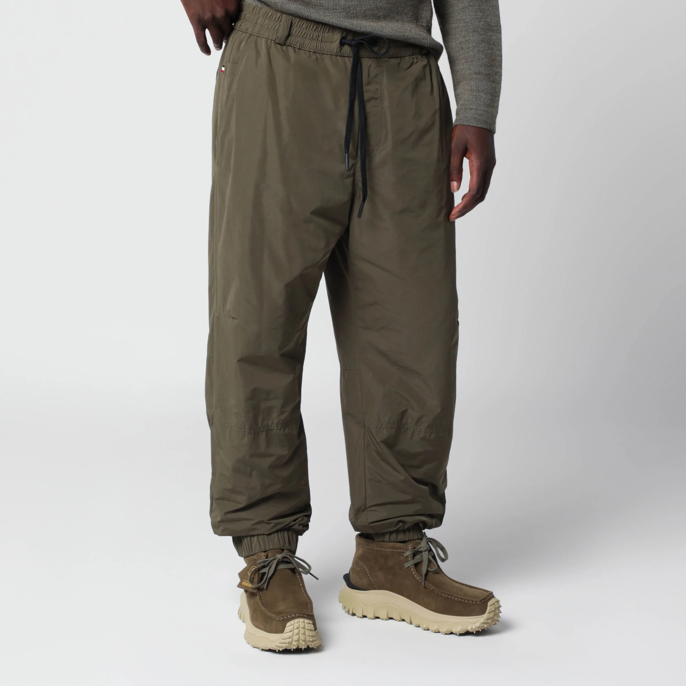 Olive green trousers in technical fabric - 1