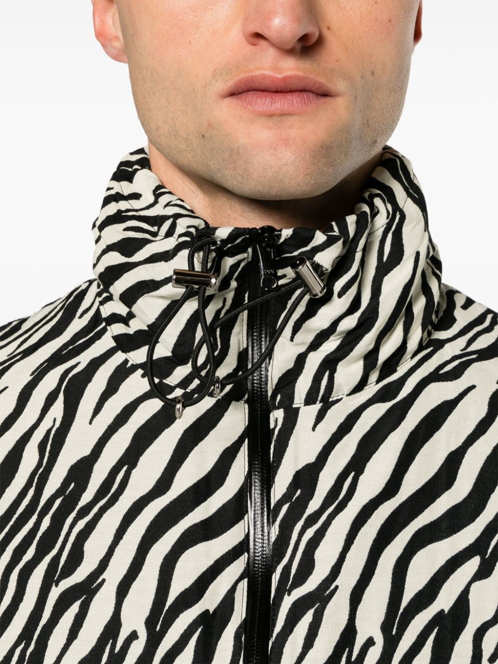 zebra-print zip-up jacket - 5