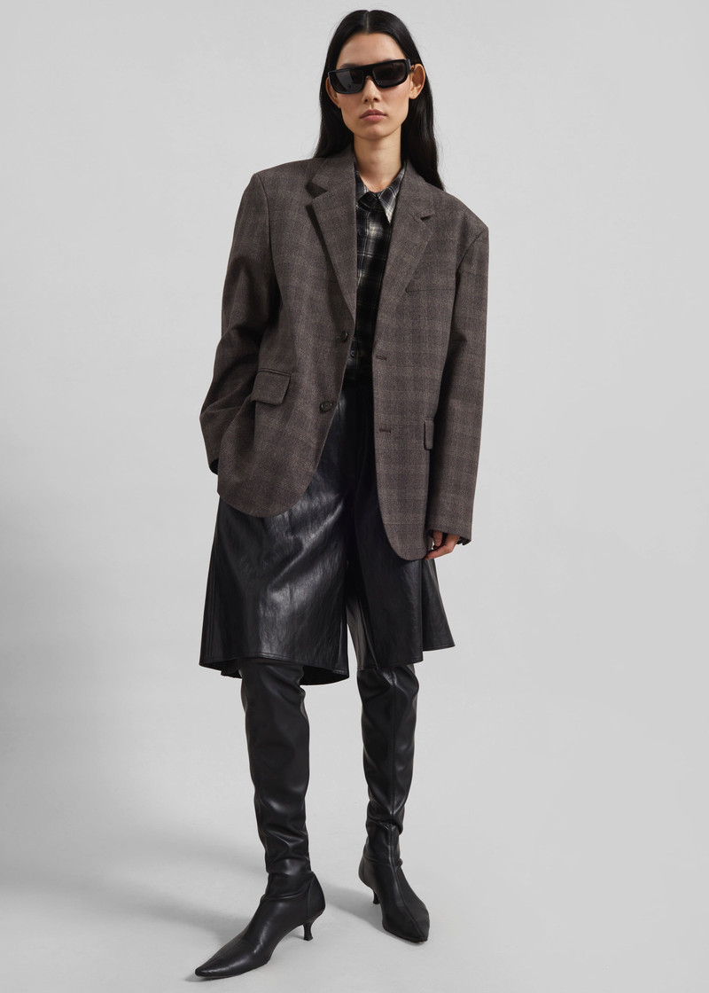 Ellory Padded Blazer - Brown Glen Plaid 1