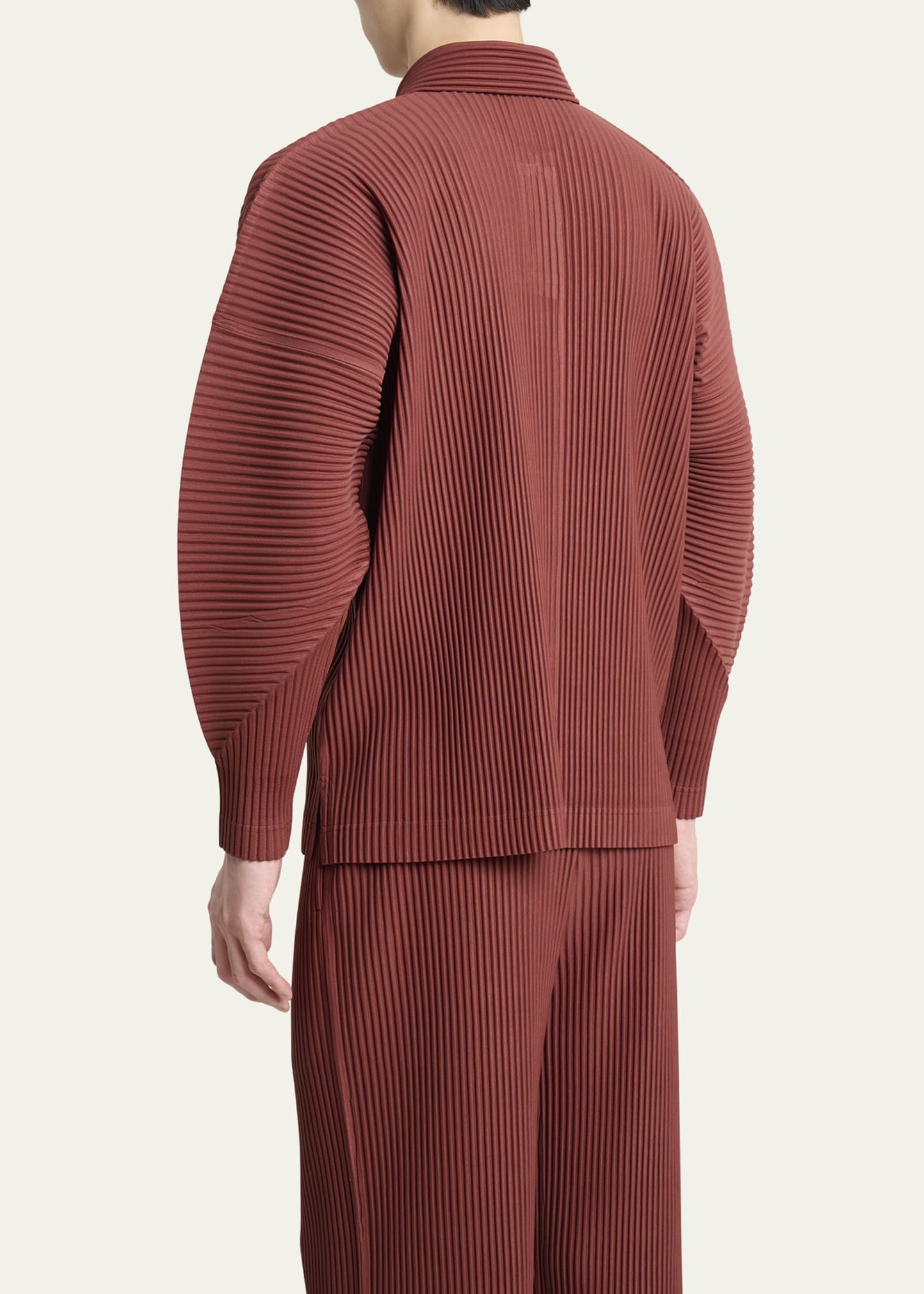 Men's Pleated Long-Sleeve Polo Shirt - 3