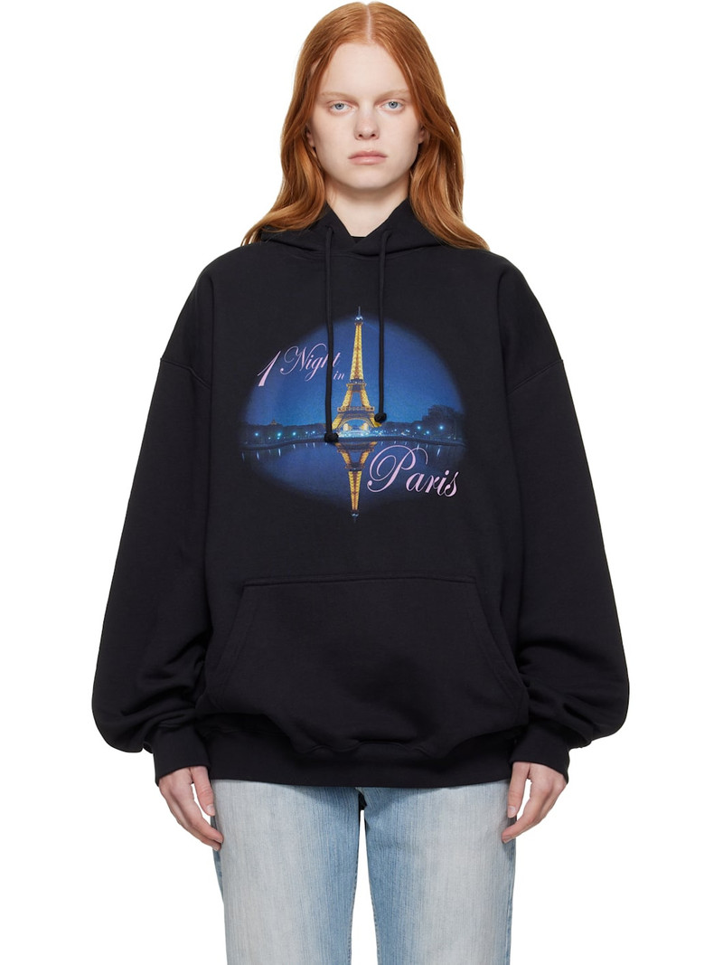 Black 'Night In Paris' Oversized Hoodie 1