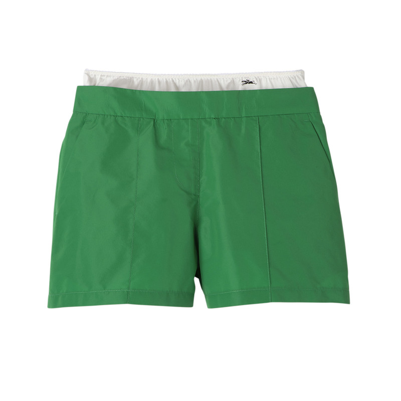Short pants with belt patch Green - Technical taffeta 1