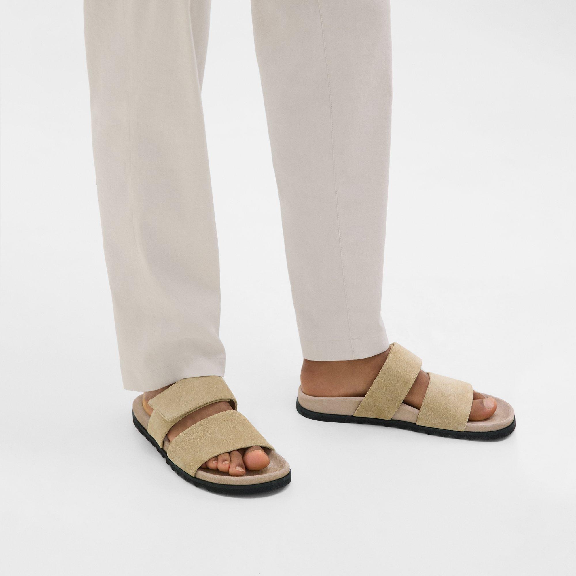 Banded Slide Sandals in Suede - 2