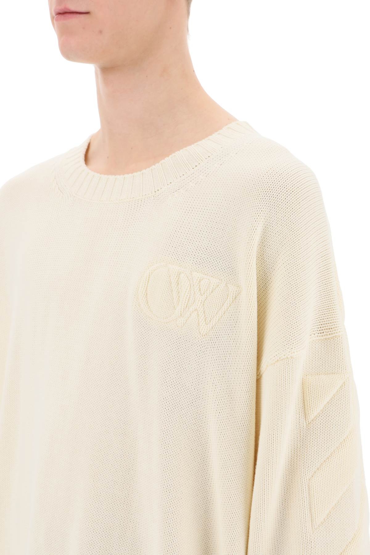 SWEATER WITH EMBOSSED DIAGONAL MOTIF - 5