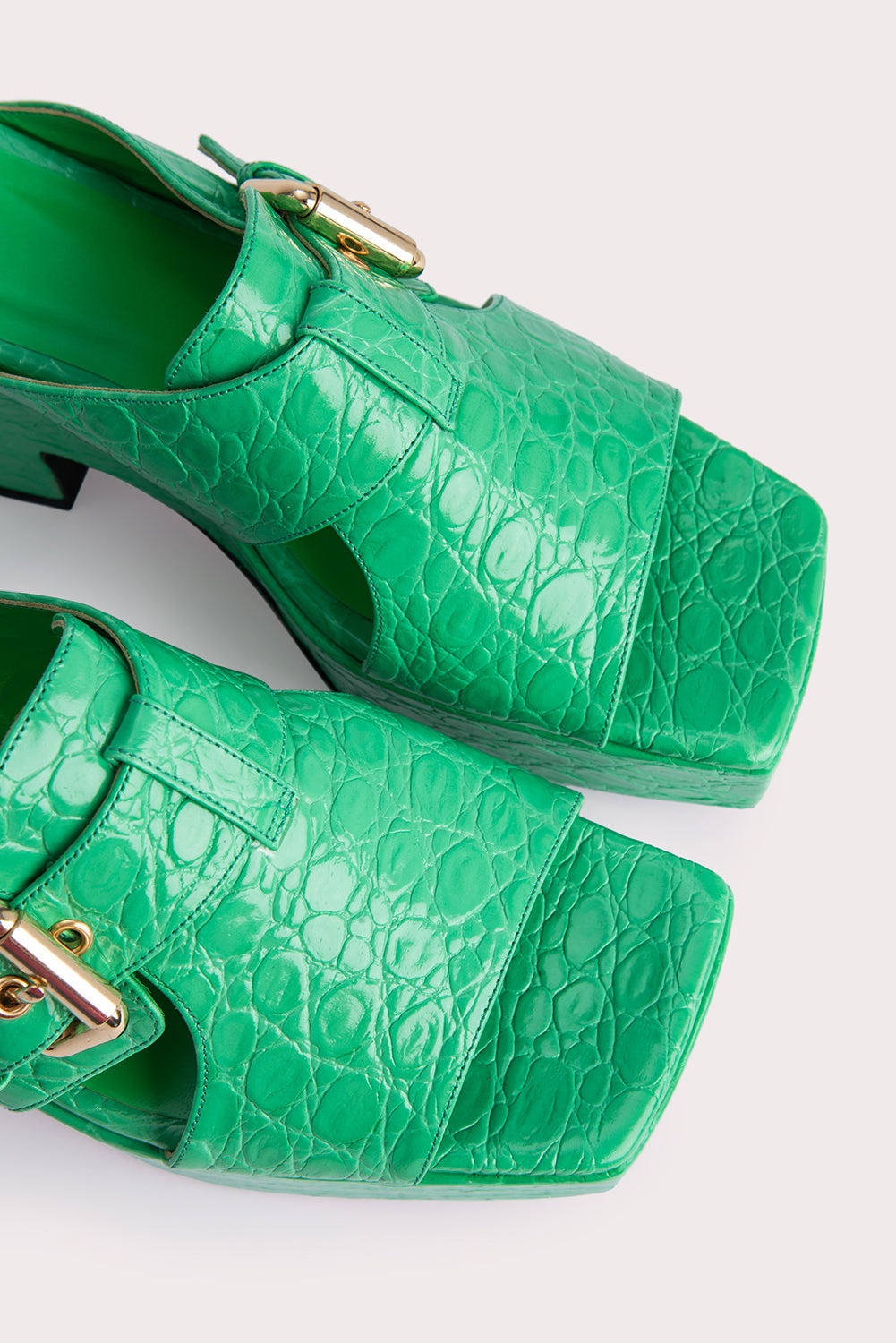 Lenka Super Green Circular Croco Embossed Leather - 4