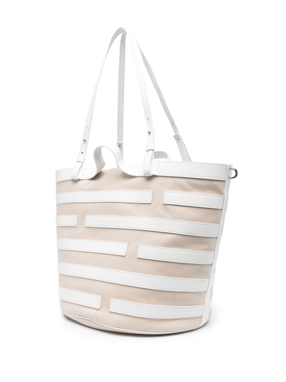 stripe-pattern leather tote bag - 3