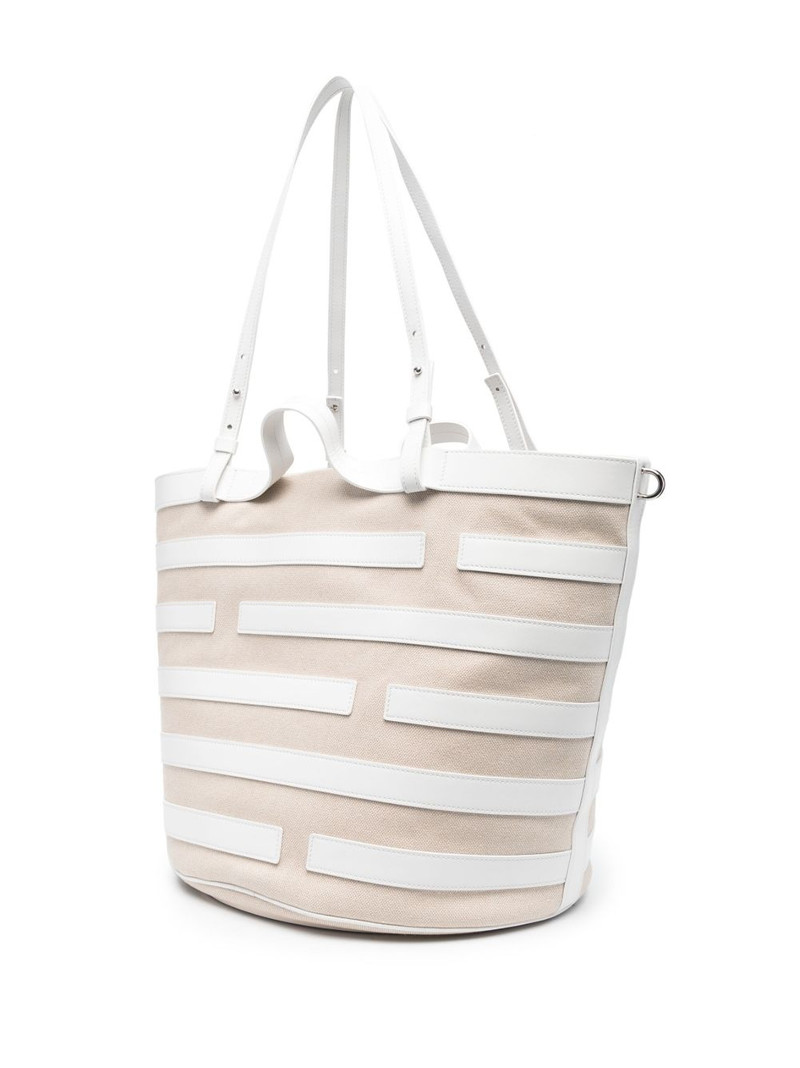 stripe-pattern leather tote bag 3