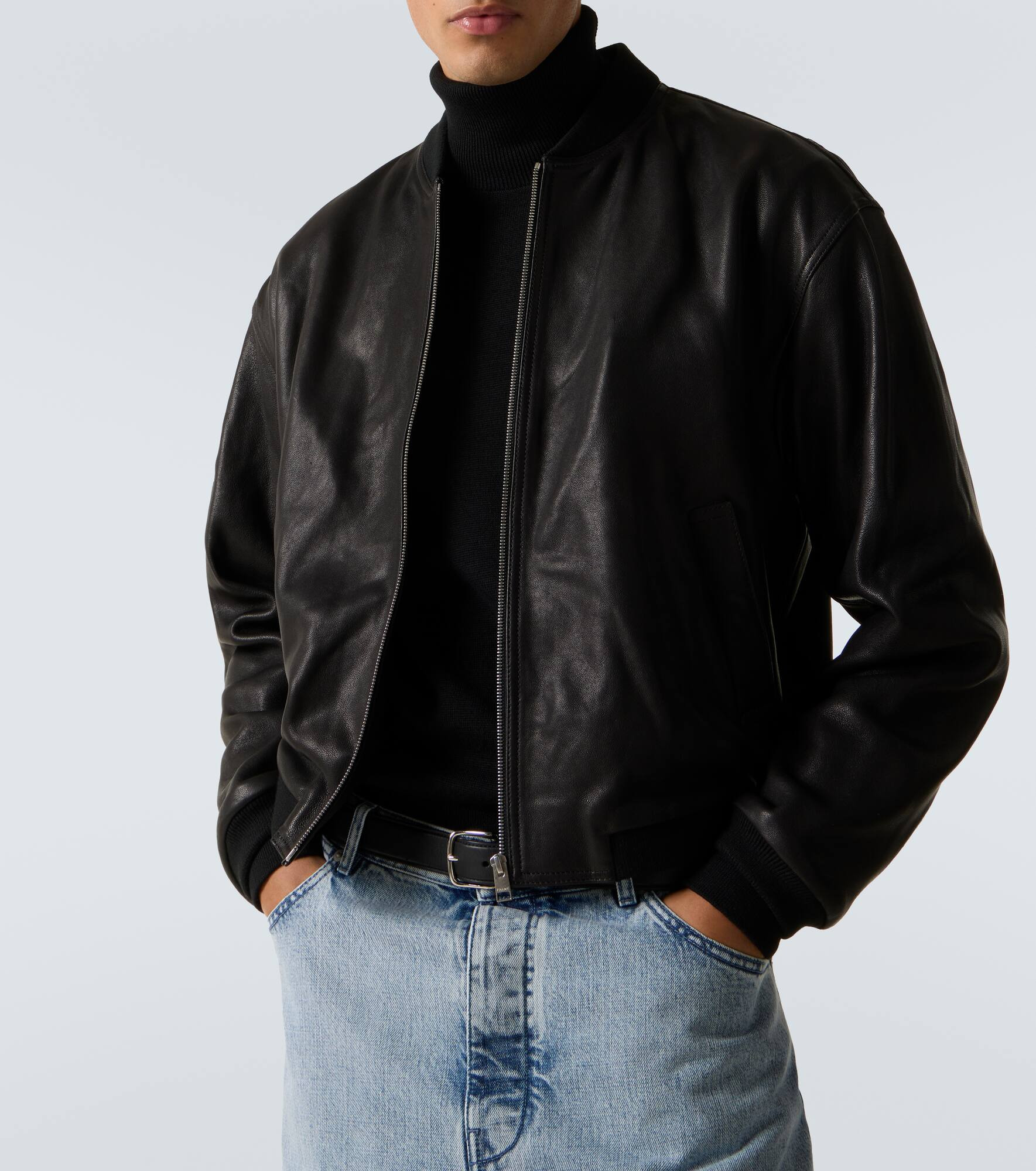 Leather bomber jacket - 5