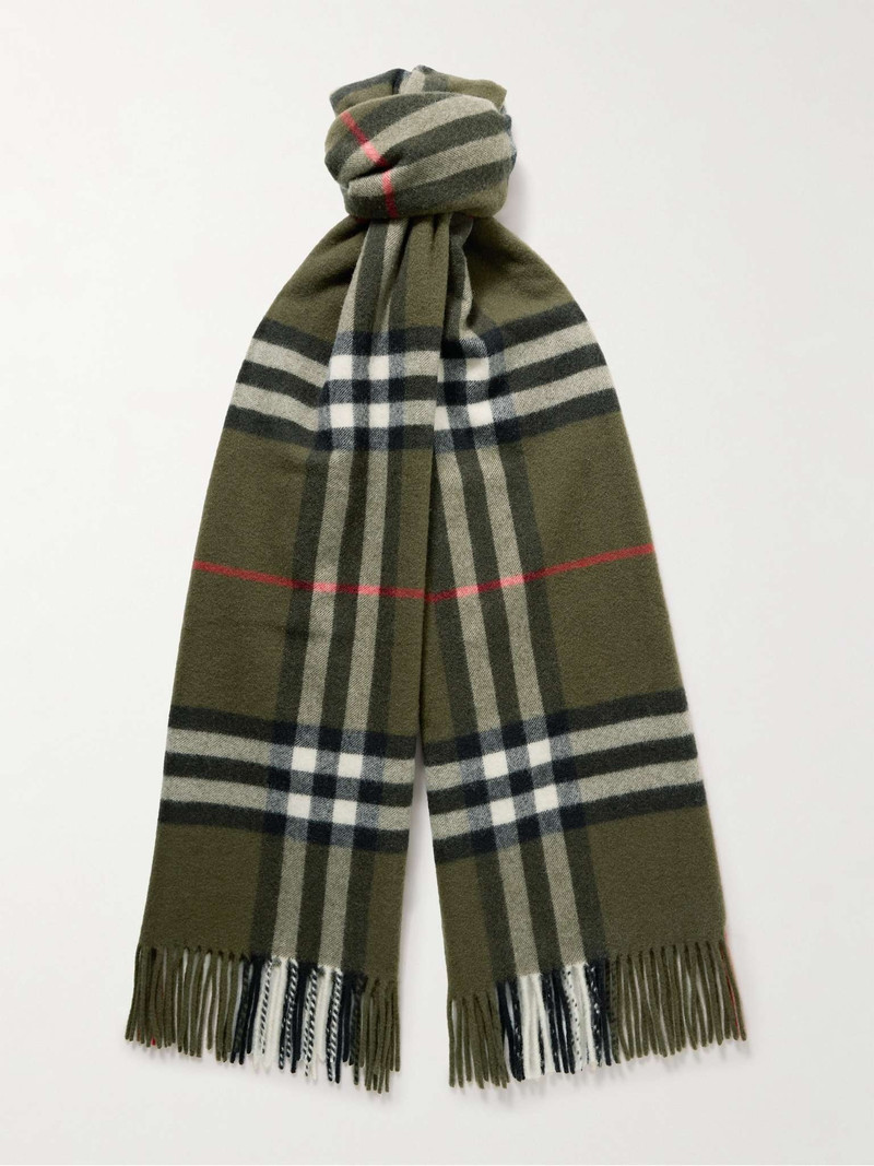 Fringed Checked Cashmere Scarf - 1