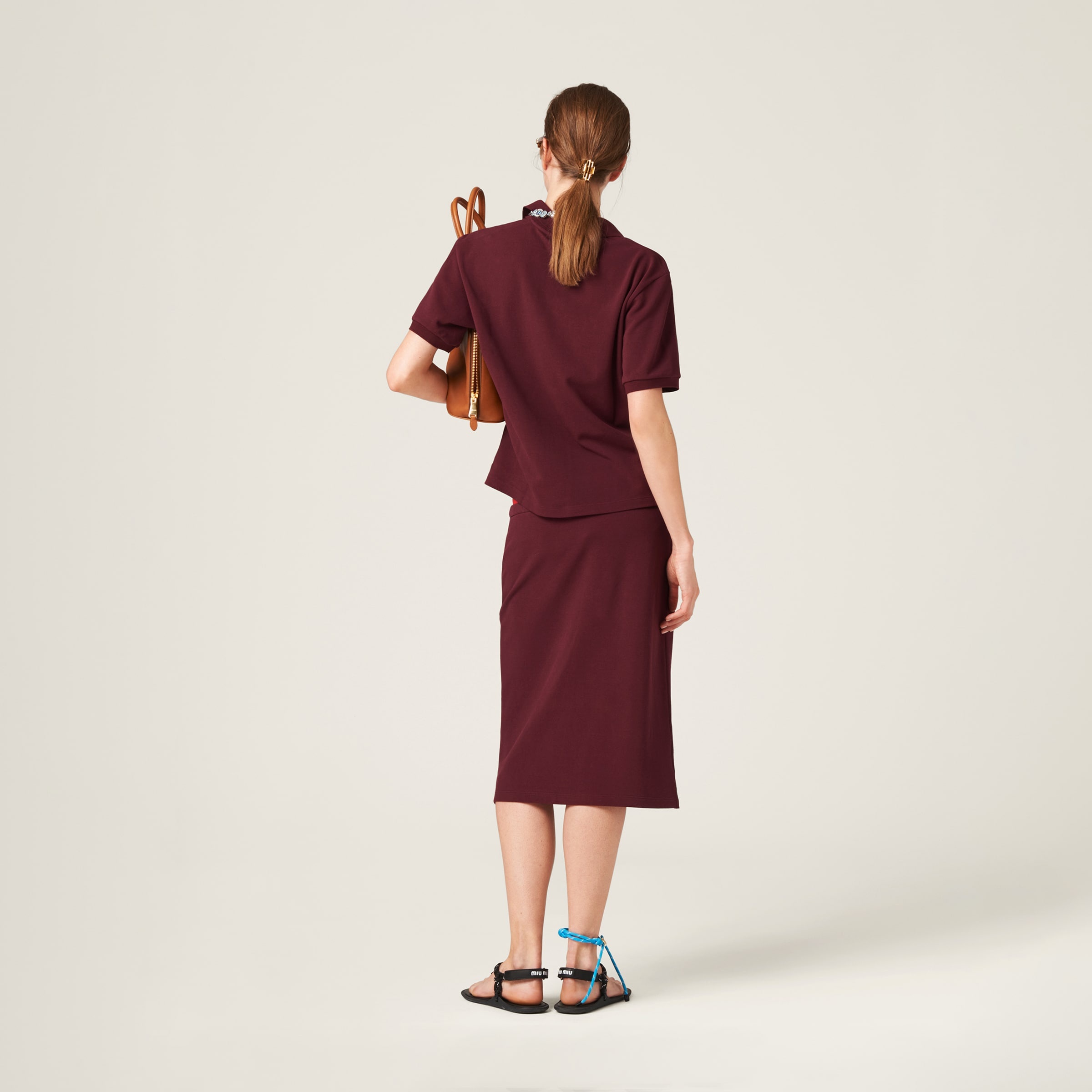 Cotton piqué skirt - 3