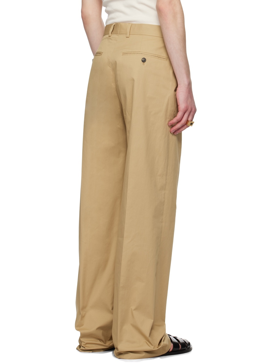 Beige Pleated Trousers - 3