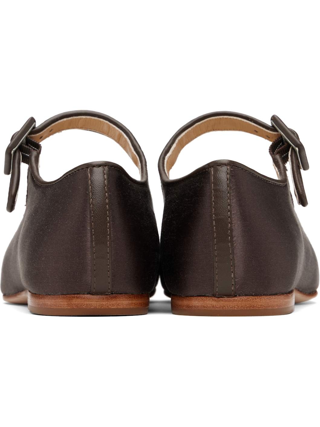Brown Mary Jane Pointe Ballerina Flats - 2