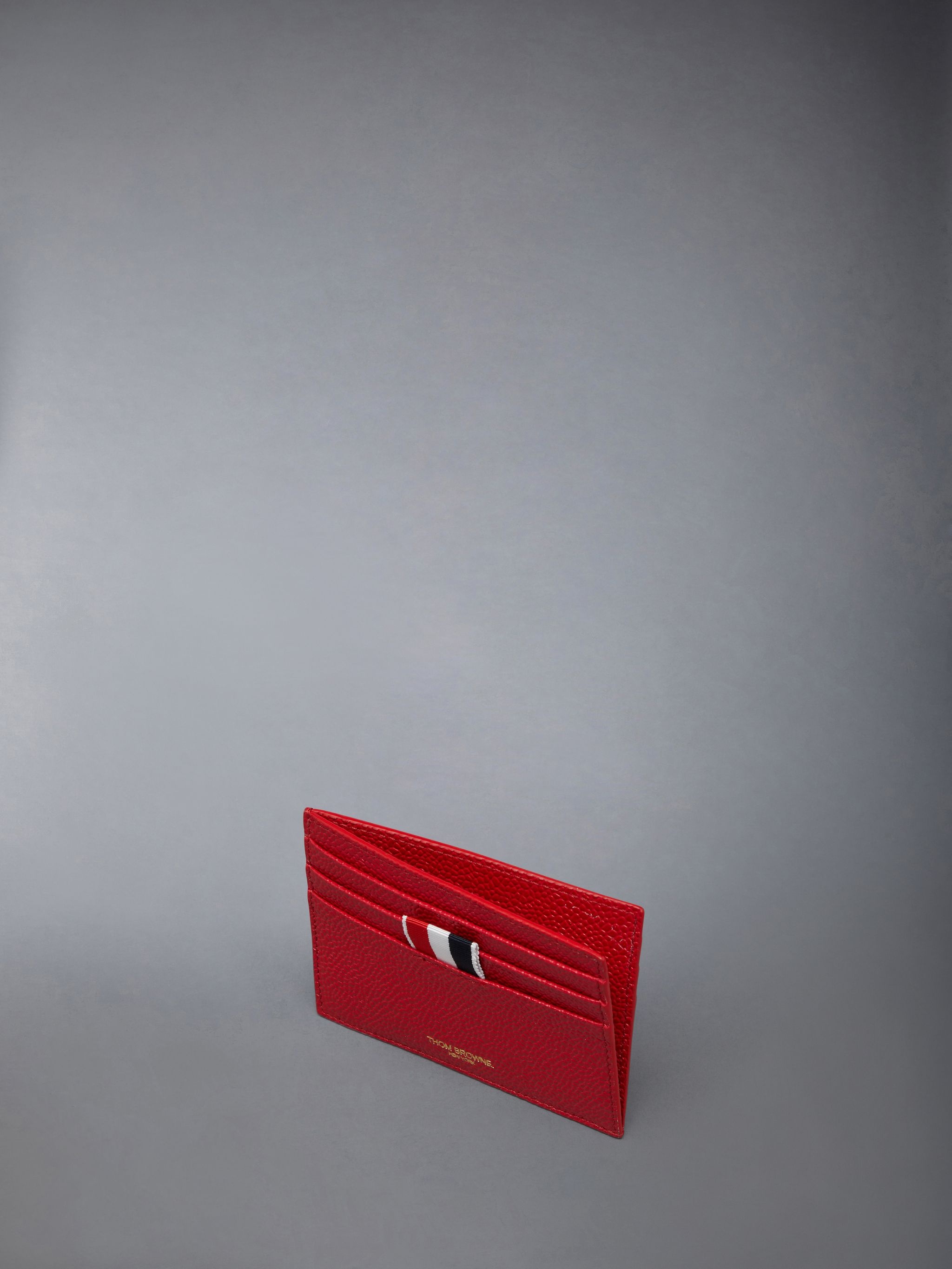 Pebble Grain Leather Note Compartment Single Card Holder - 2