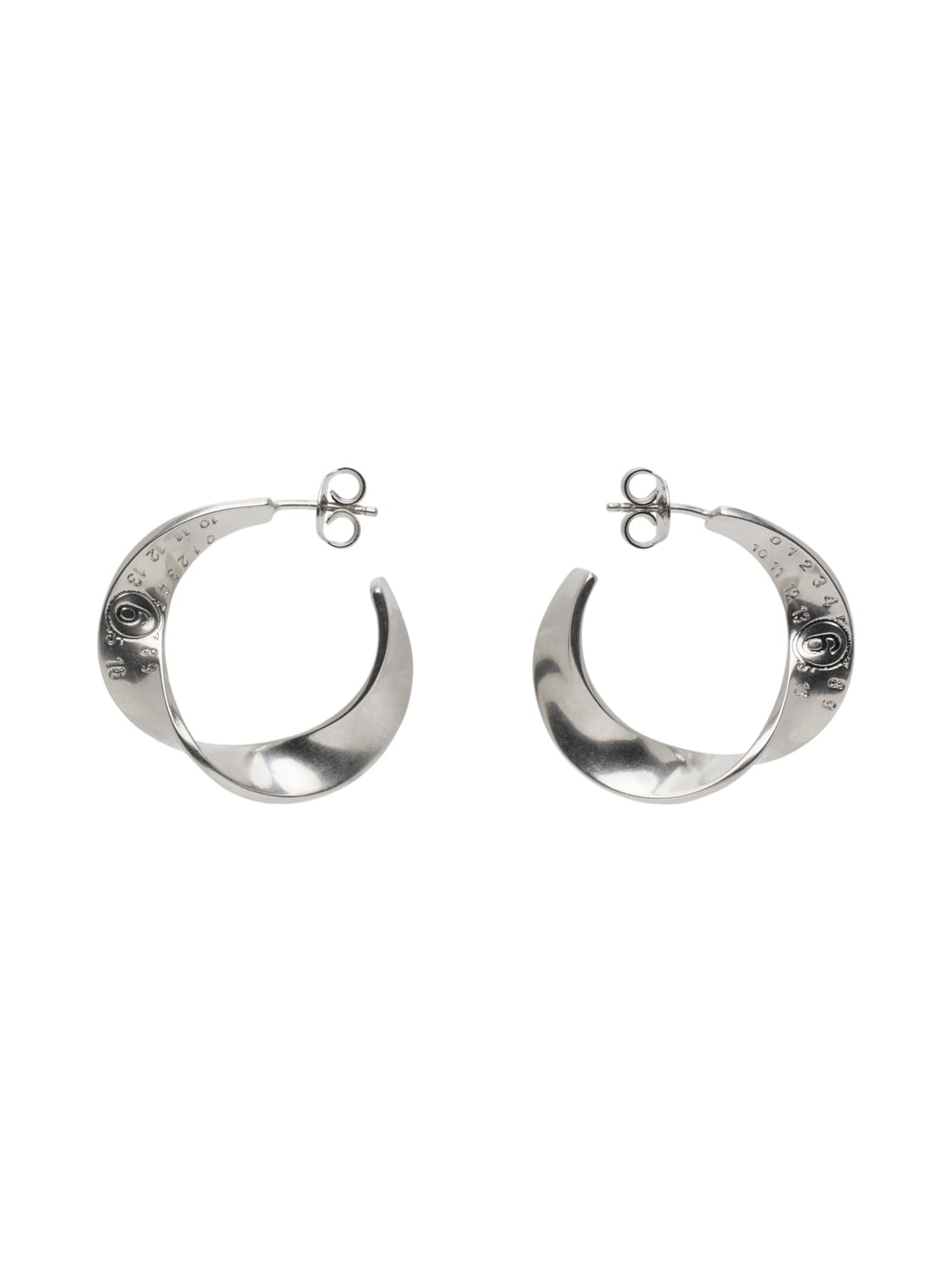 Silver Twisted Hoop Earrings - 1