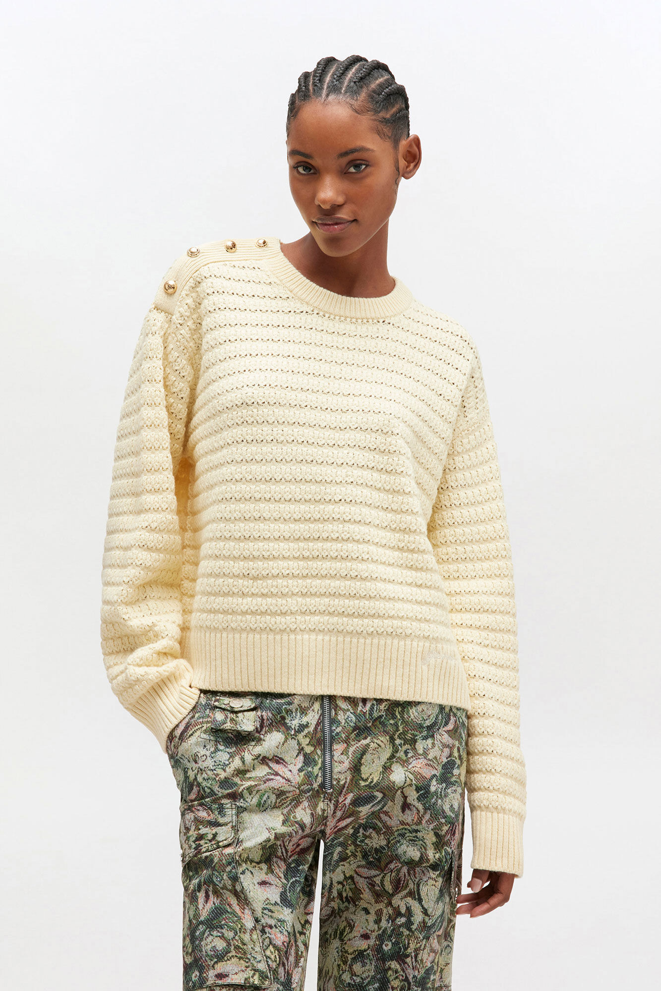 CREAM WOOL SWEATER - 3