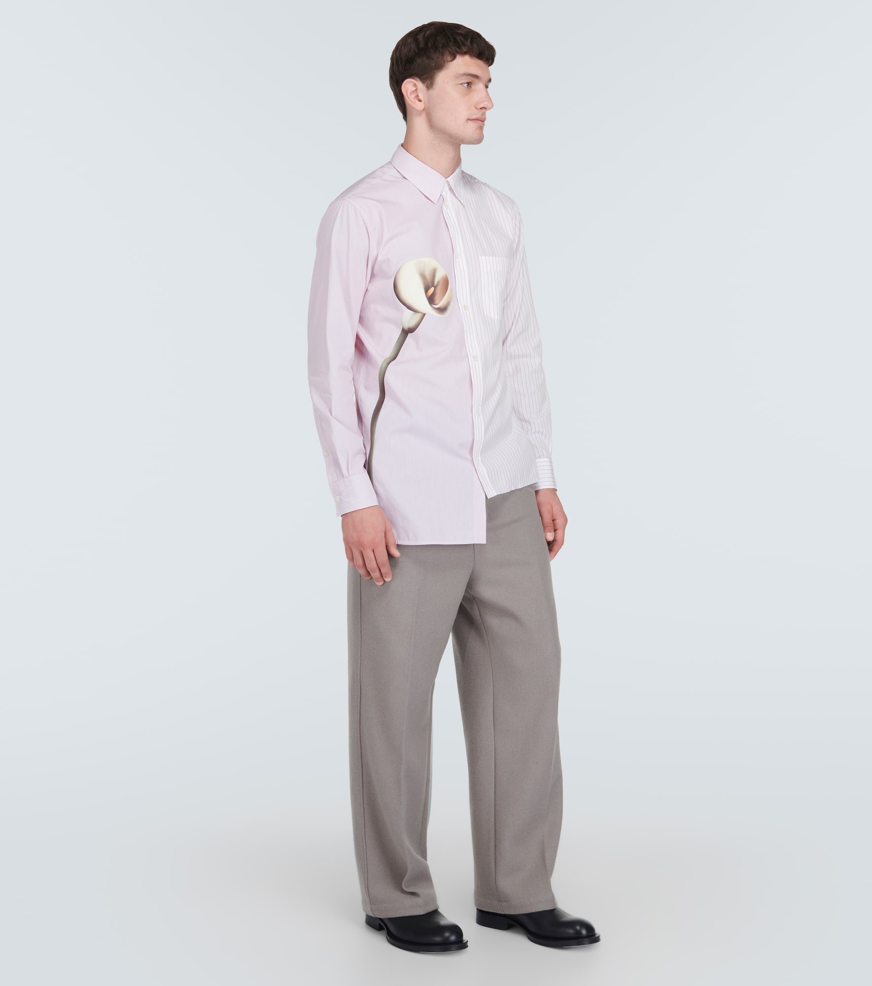 Asymmetric printed cotton poplin shirt - 2