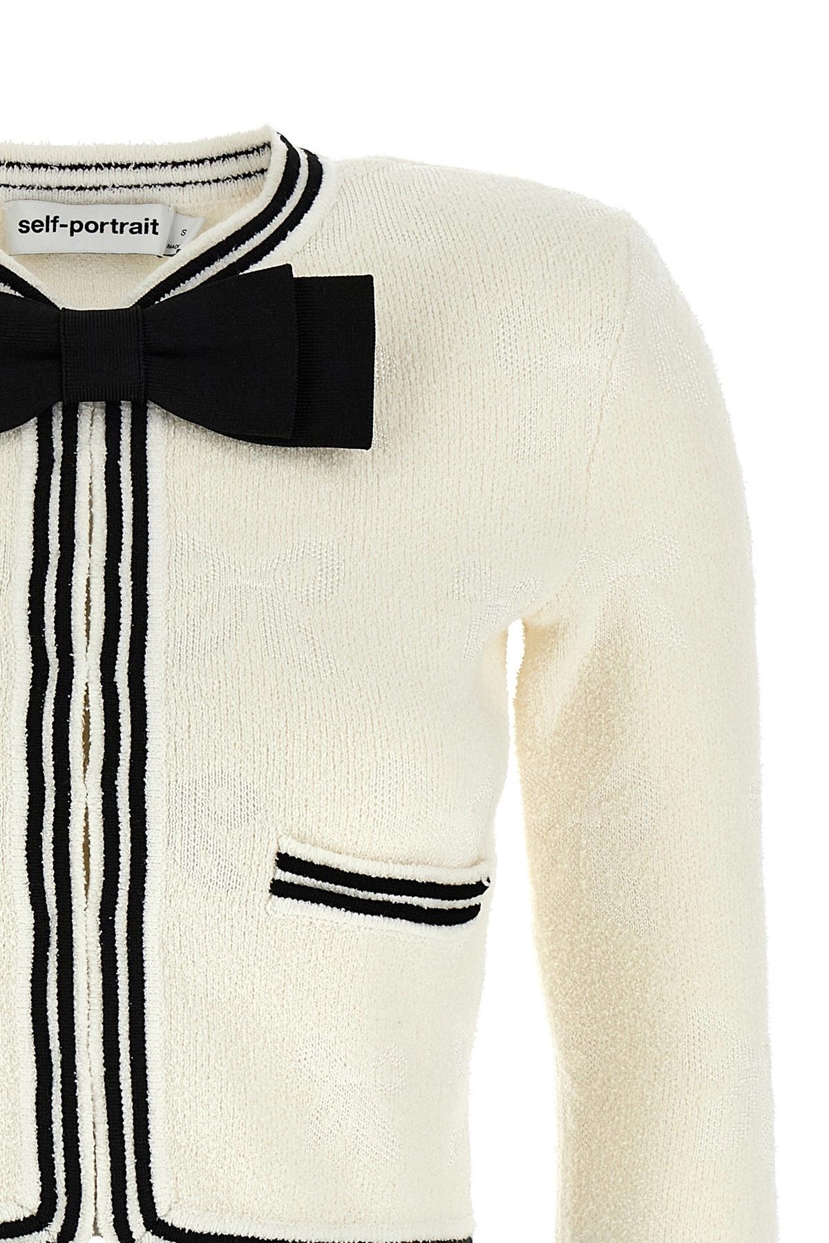 'Cream Bow Jacquard' cardigan - 4