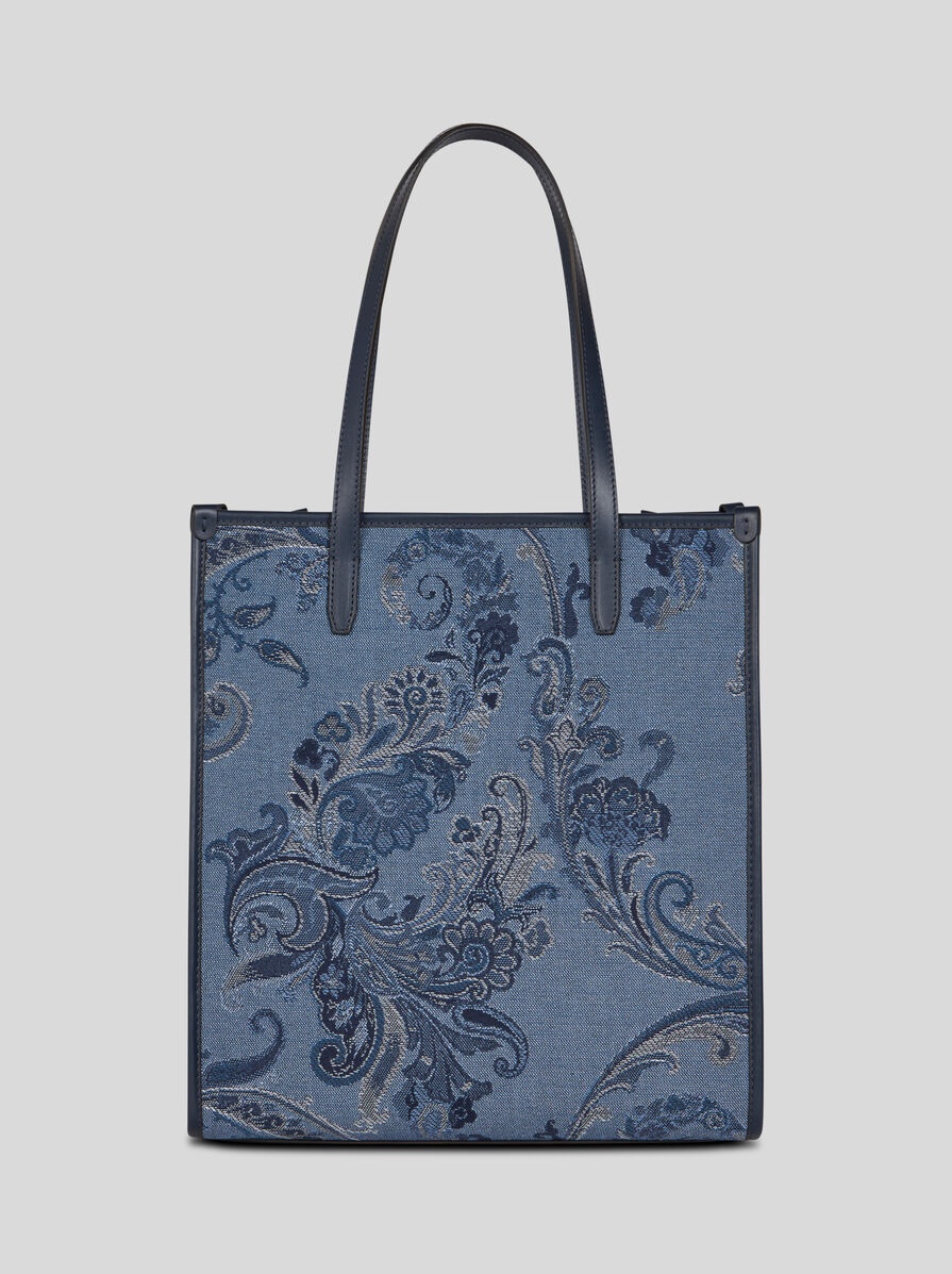 MEDIUM DENIM JACQUARD LOVE TROTTER BAG - 4