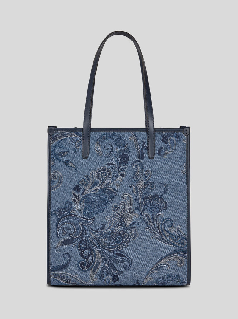 MEDIUM DENIM JACQUARD LOVE TROTTER BAG 4