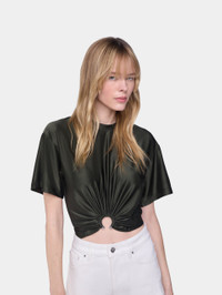 rabanne CROPPED T-SHIRT IN JERSEY | REVERSIBLE