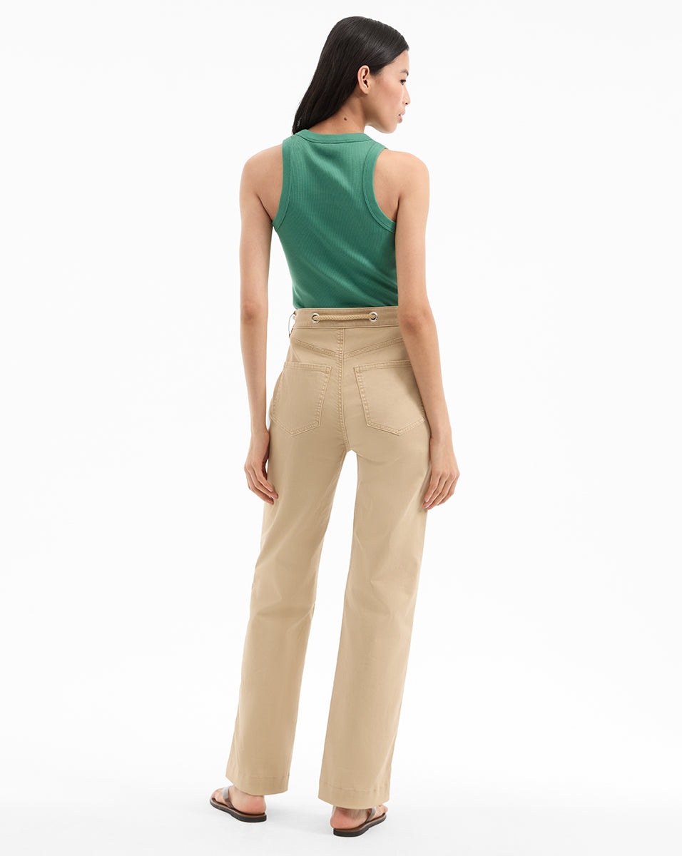 HEATHER STRAIGHT-LEG TWILL PANT - 5