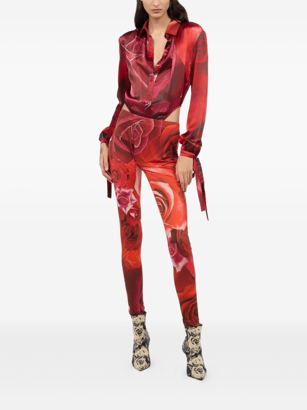 abstract-print bodysuit - 2
