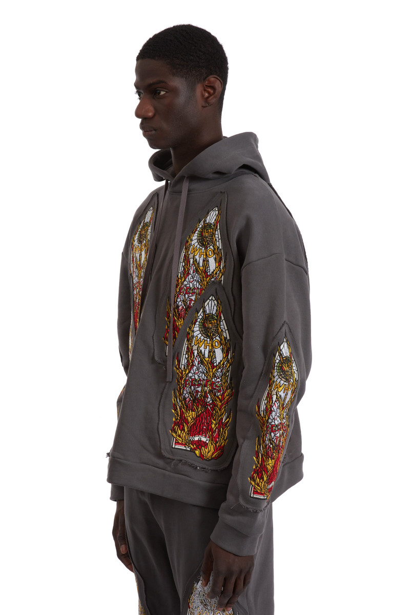 FLAME GLASS EMBROIDERED HOODED PULLOVER 4