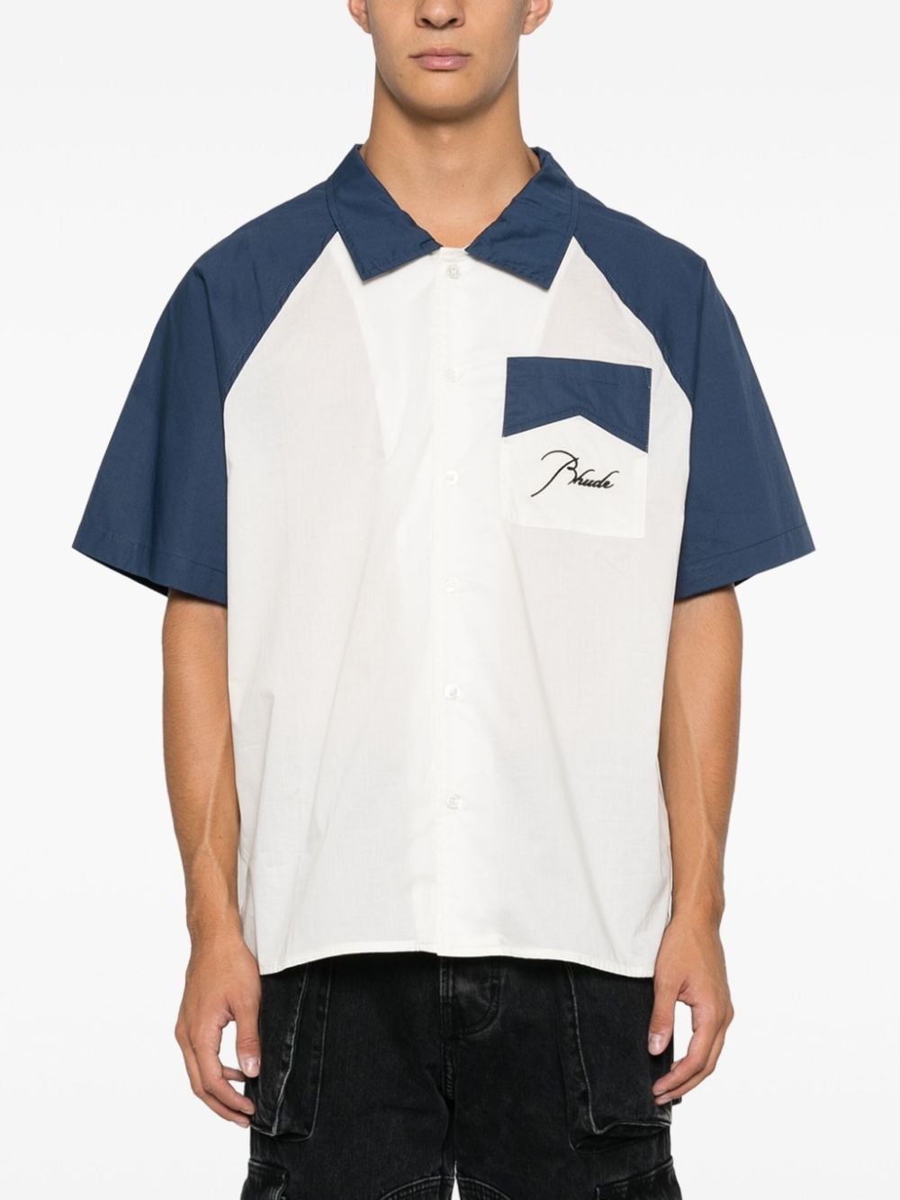 two-tone cotton shirt - 3