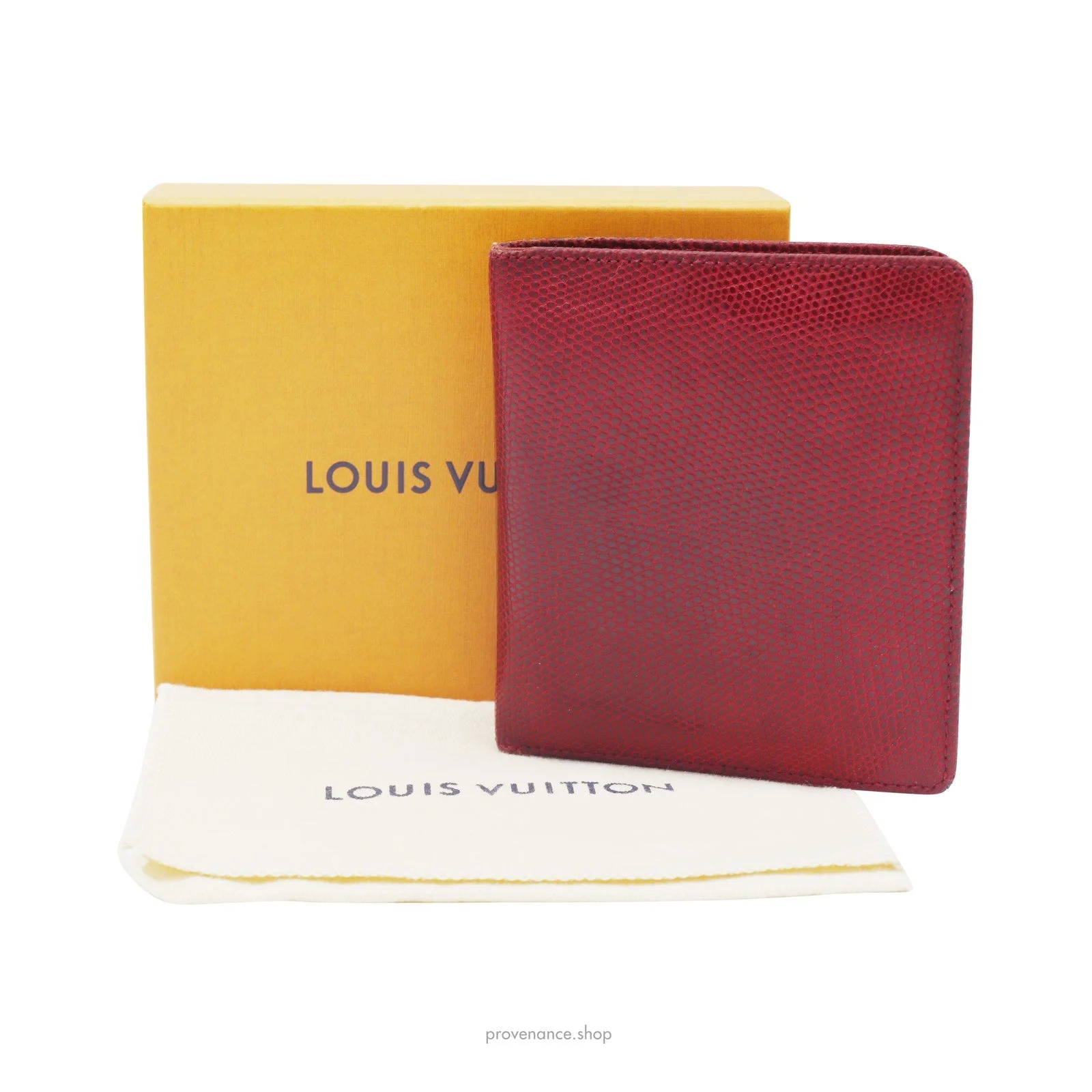 Louis Vuitton Tall Bifold Wallet - Rubis Lizard Leather - 1