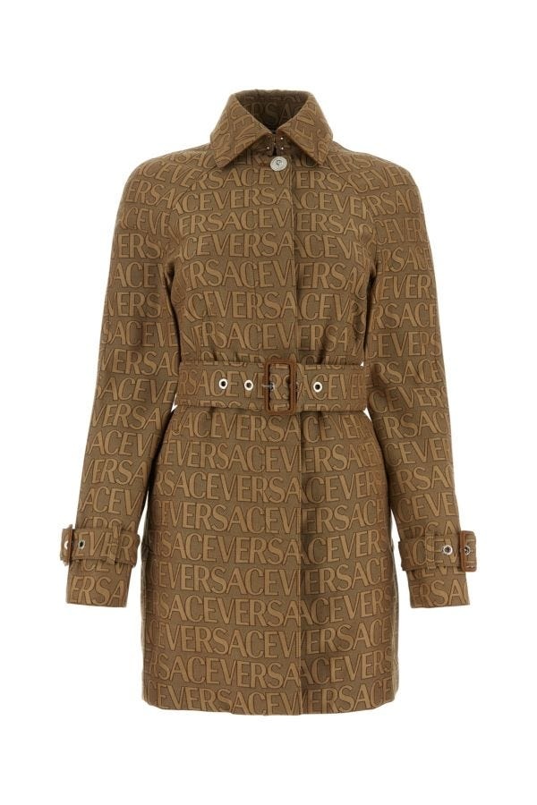 トレンチコート Versace Embroidered Polyester Blend Trench Coat VERSACE VERSACE WOMAN Embroidered Polyester Blend Trench