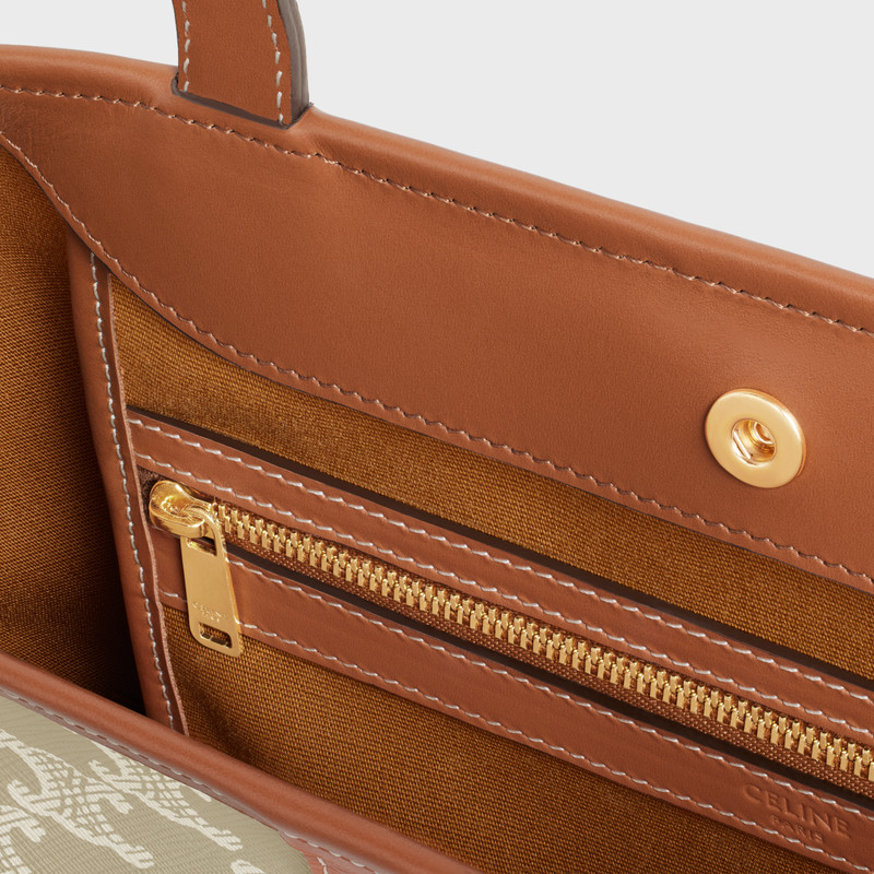 SMALL CABAS in Triomphe Canvas and calfskin 4