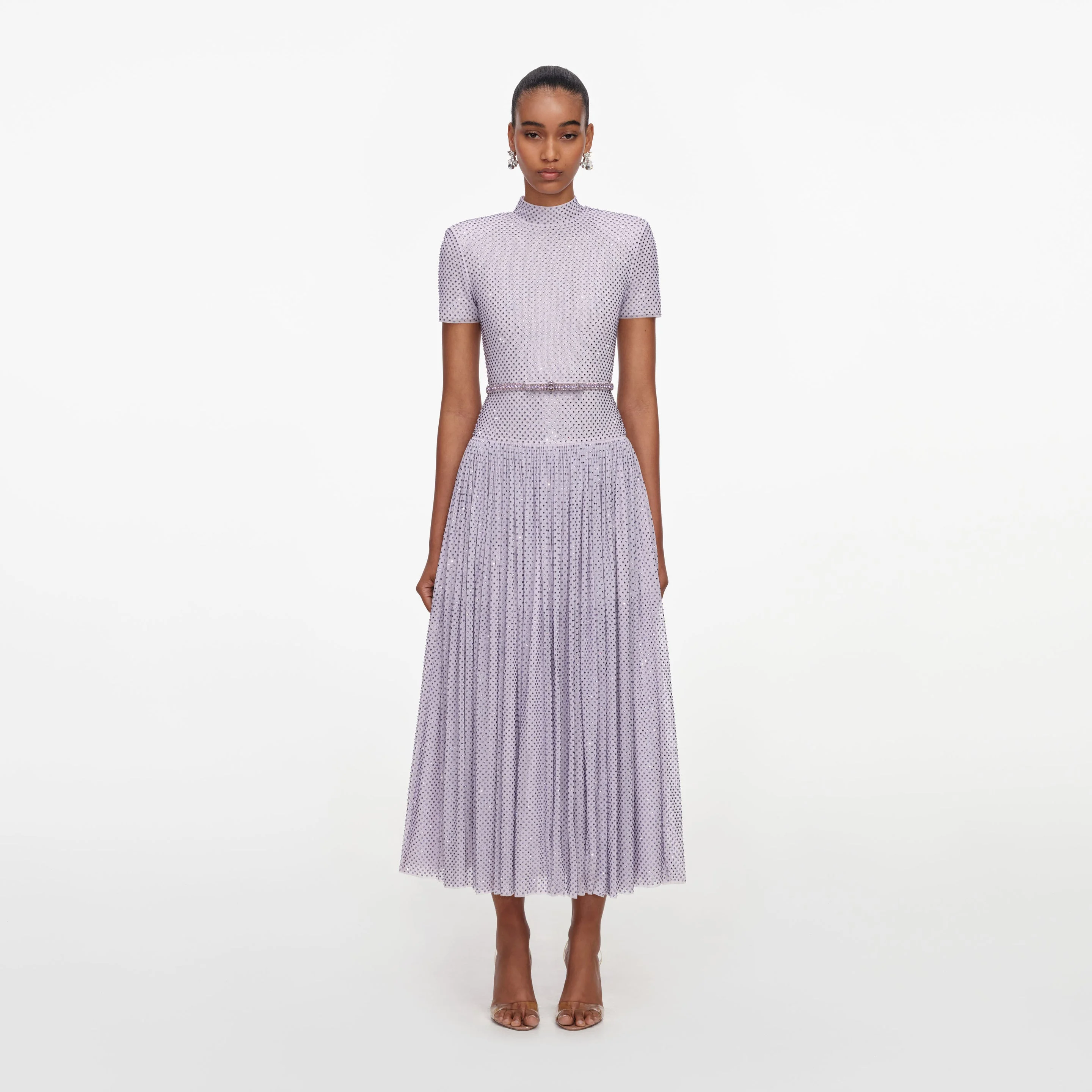 Lilac Rhinestone Midi Dress - 1