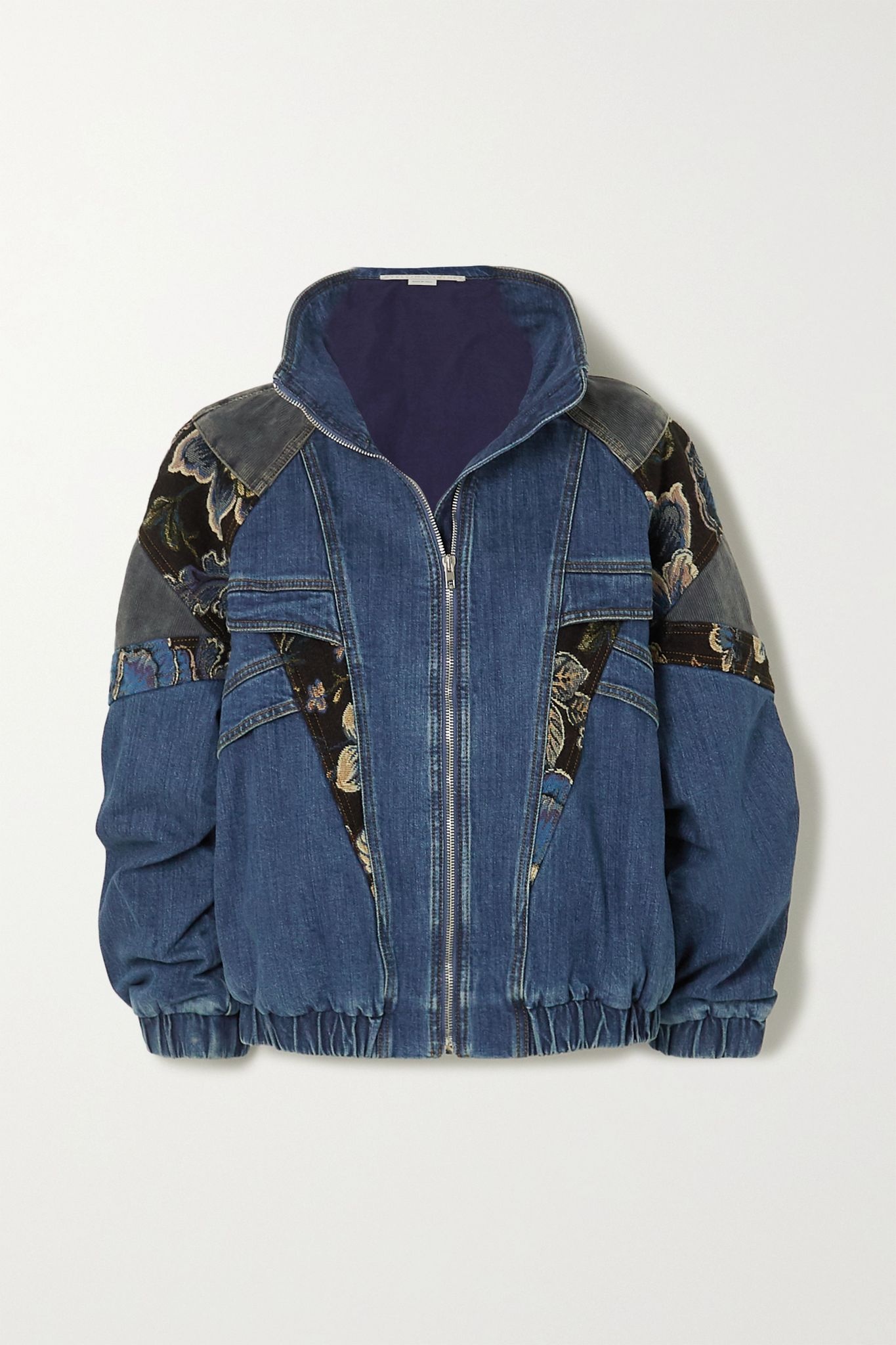 Patchwork denim, jacquard and cotton-corduroy jacket - 1