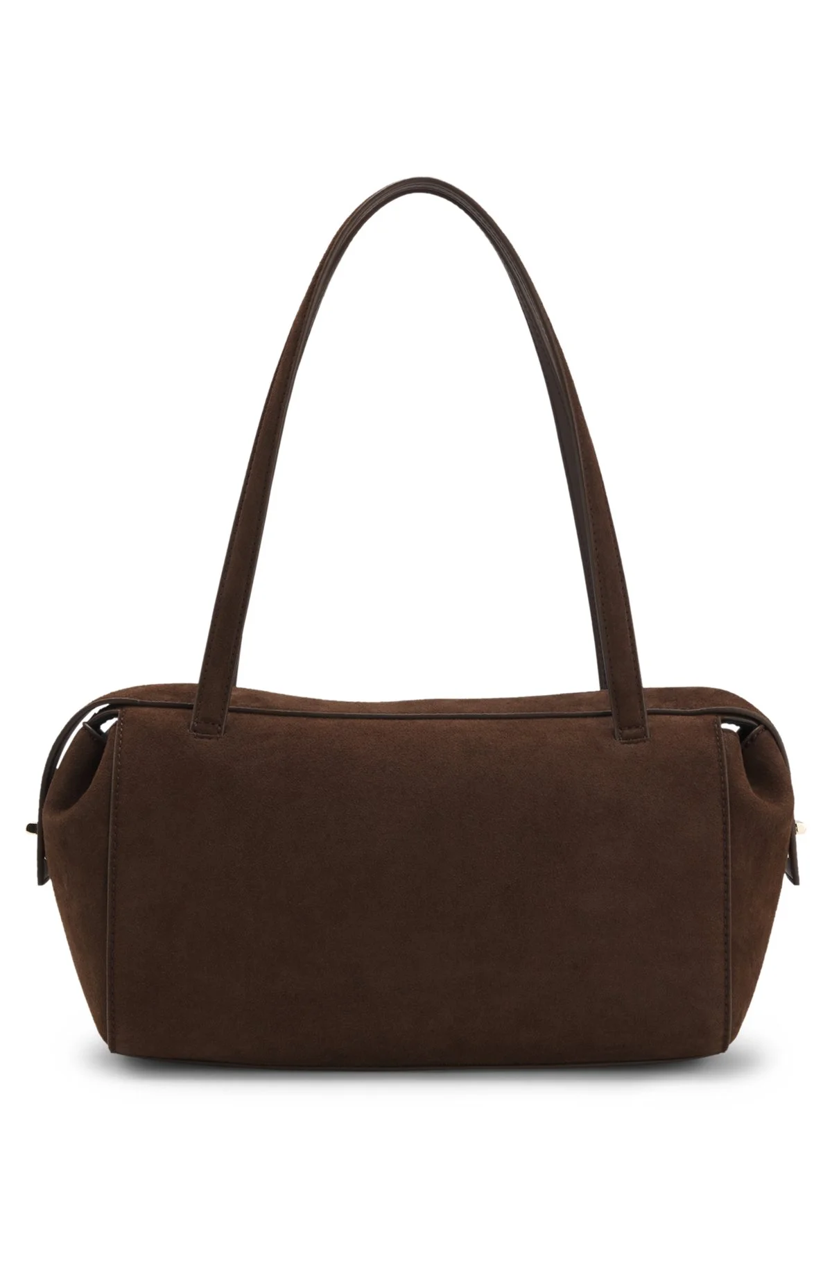 FAUX-SUEDE HANDBAG WITH METALLIC STACKED LOGO - 1