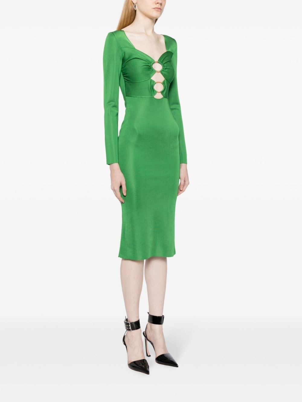 high-shine cut-out midi dress - 3