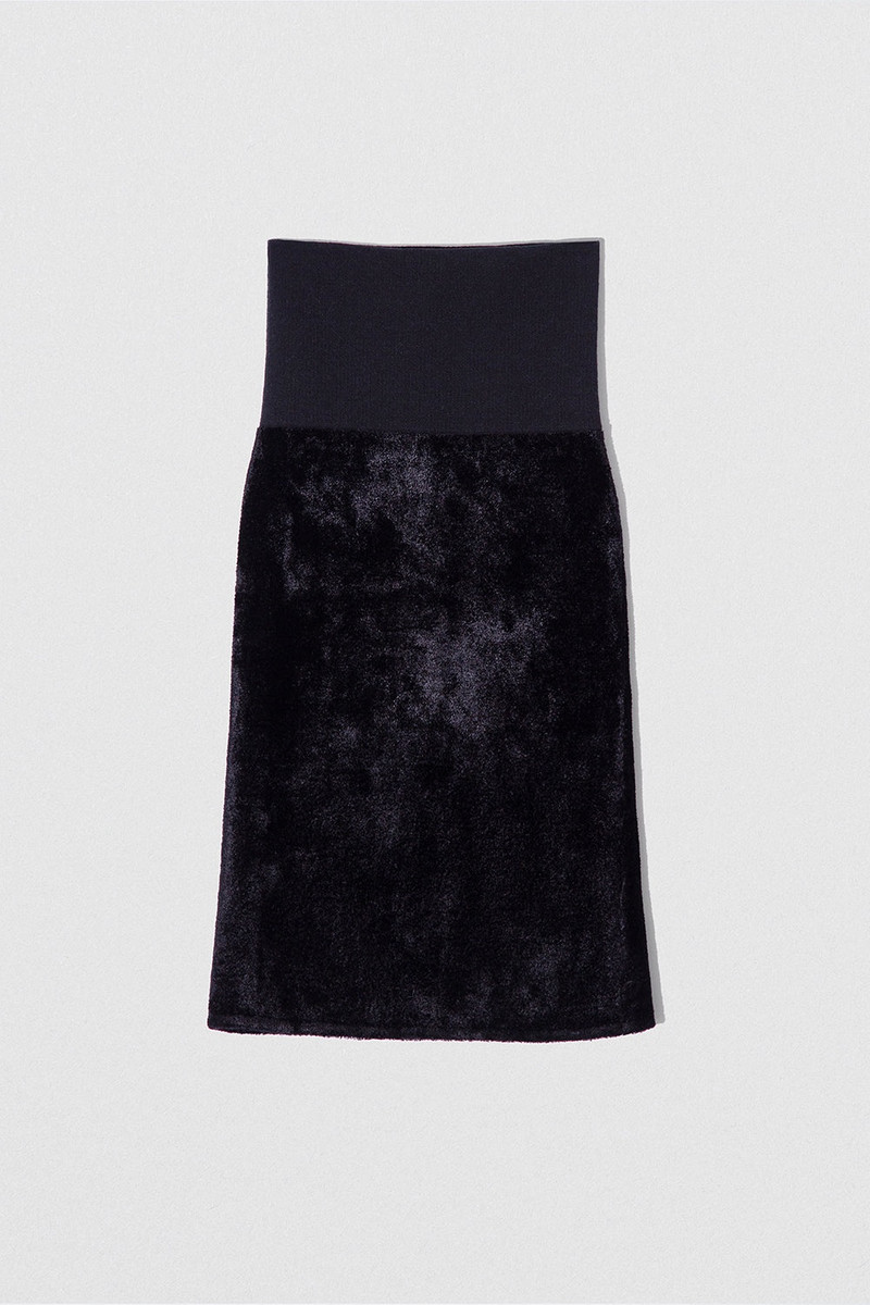 LUCILLE SKIRT BLACK VELVET KNIT 1