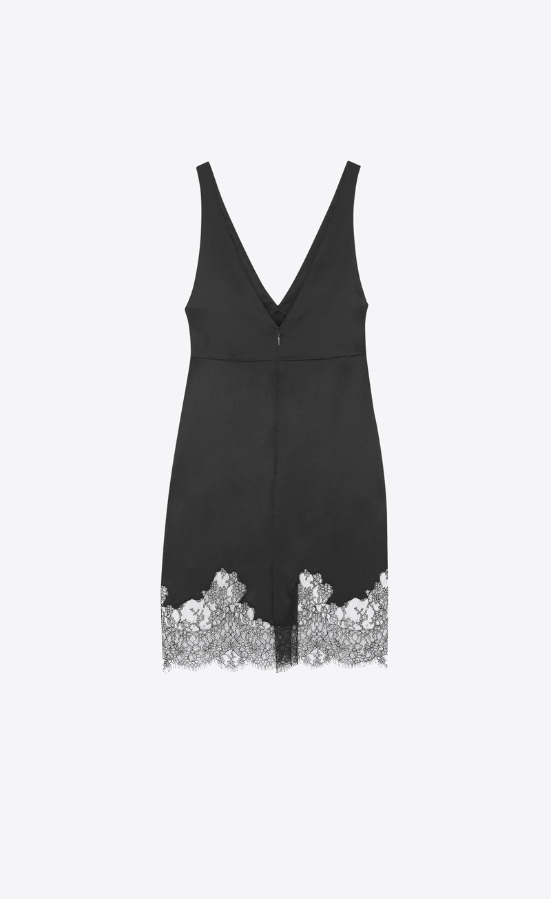 SAINT LAURENT laced dress in crepe satin outlook