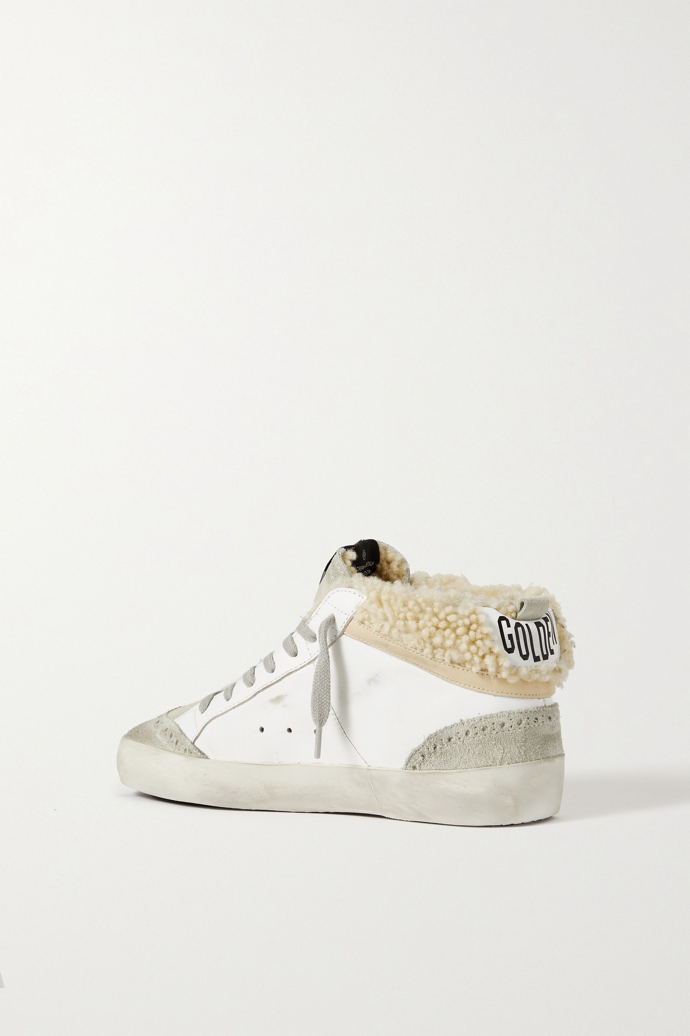 Mid Star shearling-lined distressed leather and suede sneakers - 3