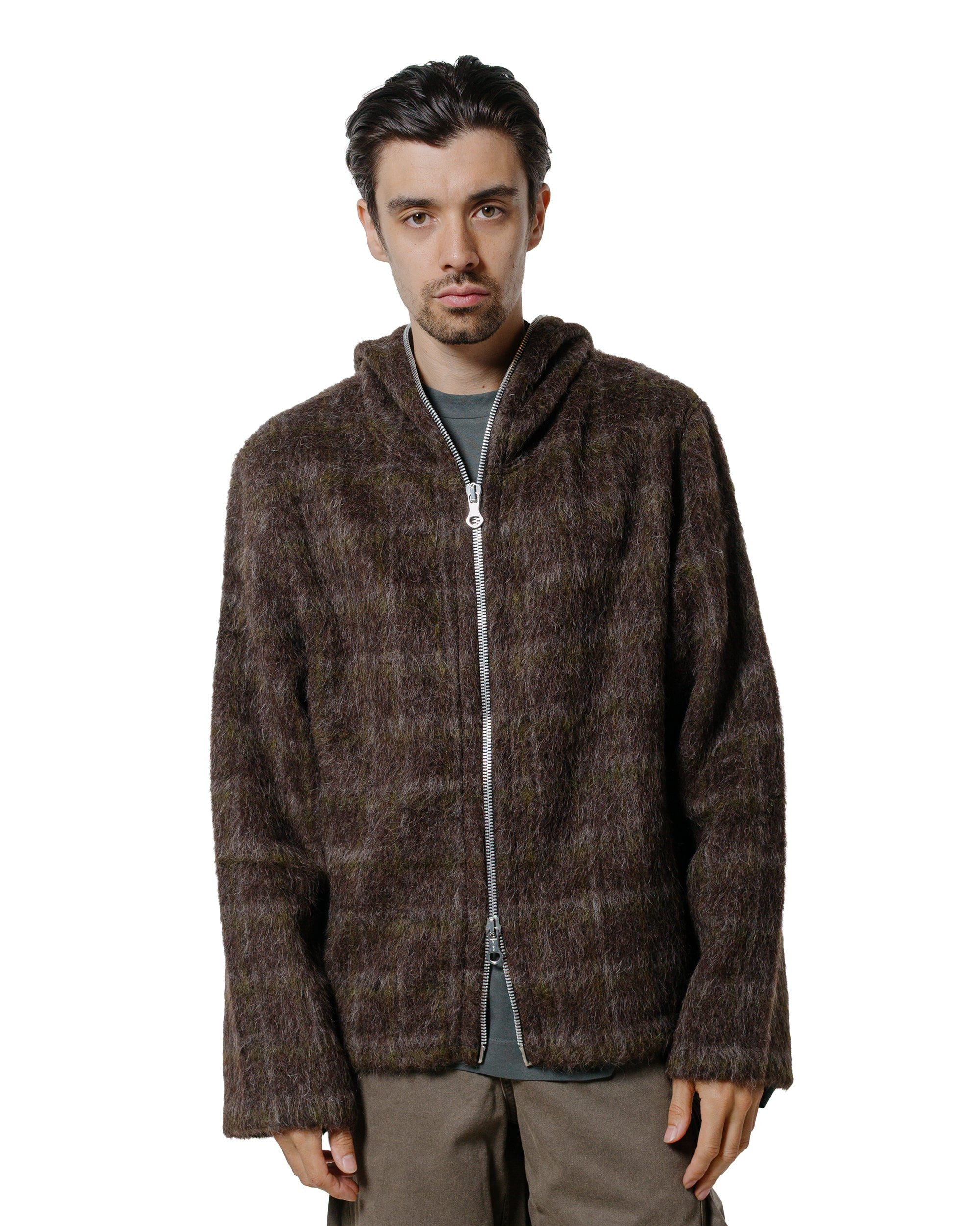 Full Zip Hood Dorf Check Hairy Wool - 2