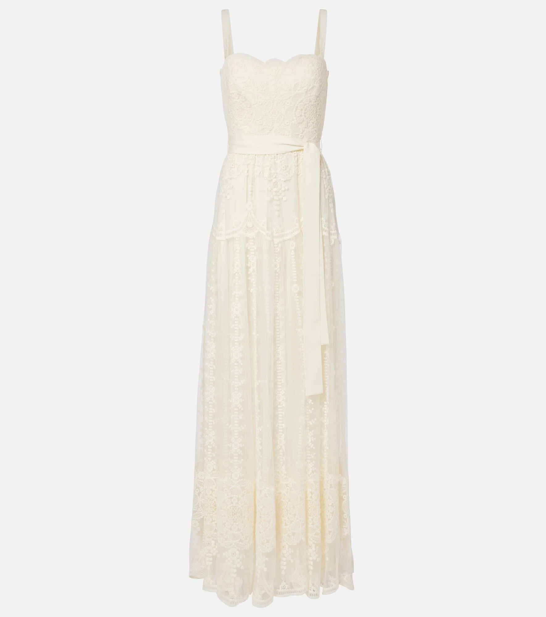 Embroidered tulle bustier gown - 1