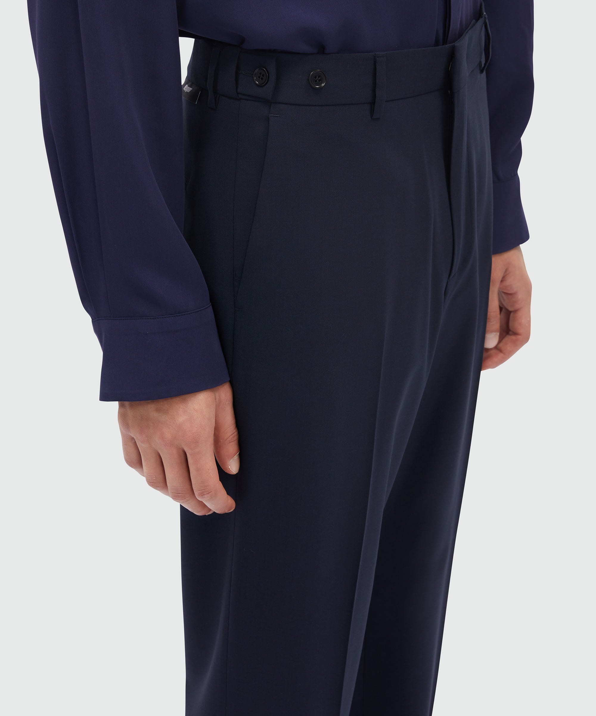 Dark blue chino trousers in light wool - 5
