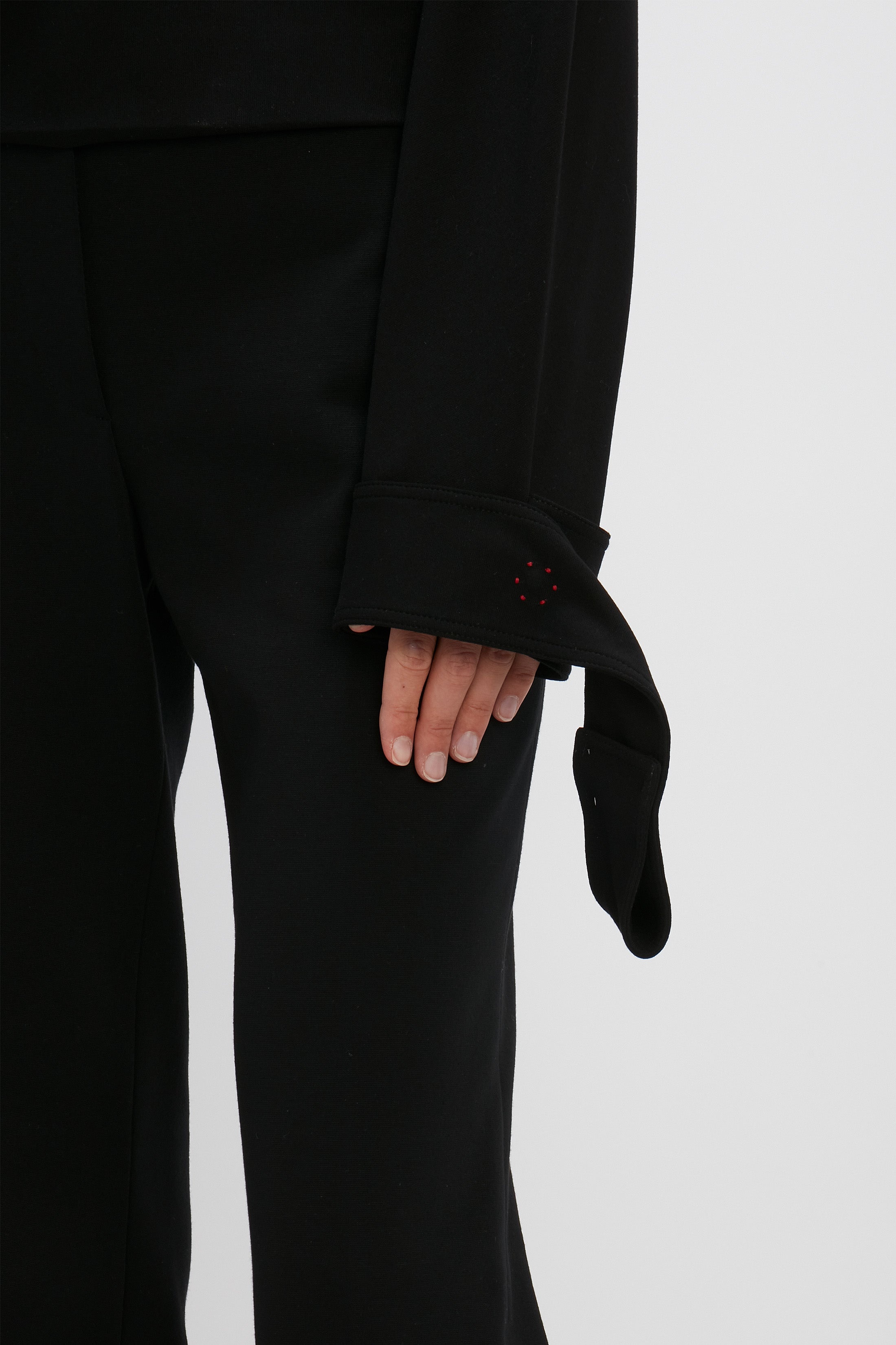 High Waisted Ponti Trouser in Black - 6