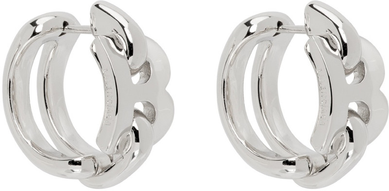 BALENCIAGA Silver B Chain Hoop Earrings outlook