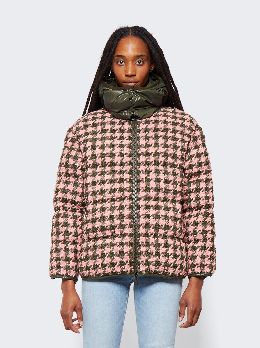 Chevril Houndstooth Down Jacket Pink - 3