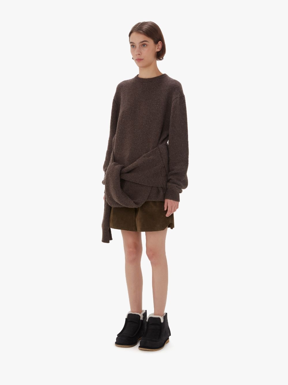 DRAPED TIE-FRONT SWEATER - 4
