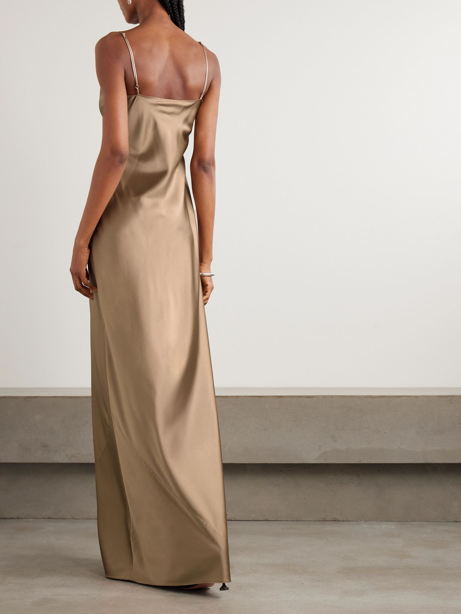 Mila silk-blend satin maxi dress Camel - 3