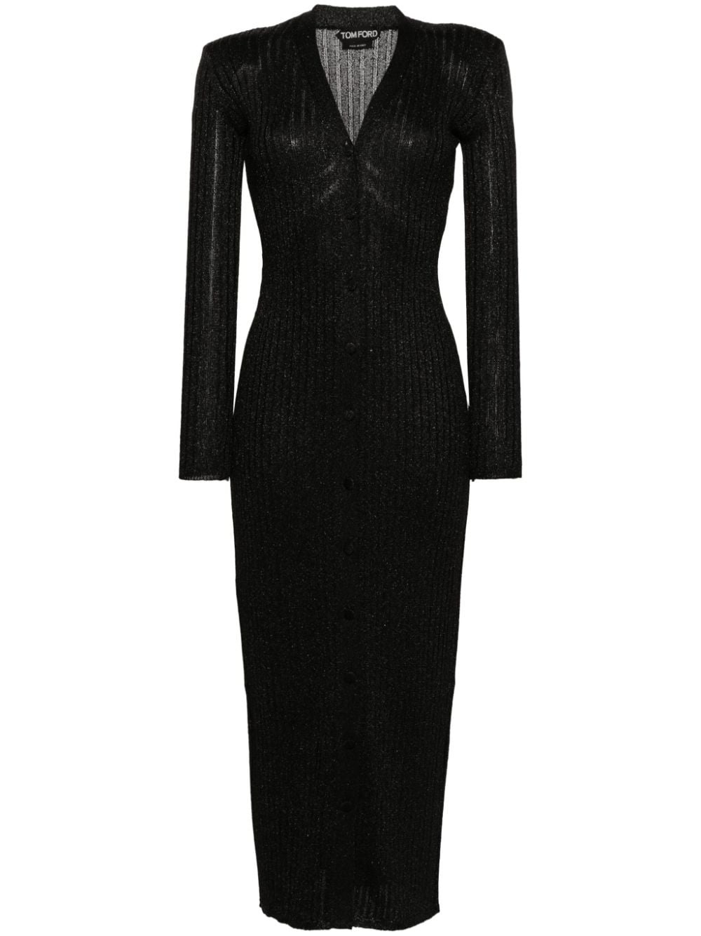 metallic-threading knitted maxi dress - 1